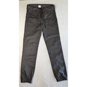 Bevy Flog Women Pants Size 28 Jogger Faux Vegan Leather Slim Fit Drawstring